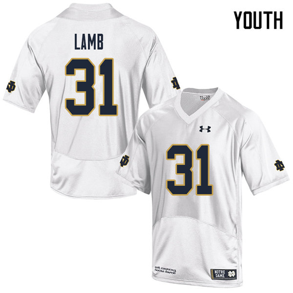 Youth #31 Jack Lamb Notre Dame Fighting Irish College Football Jerseys Sale-White